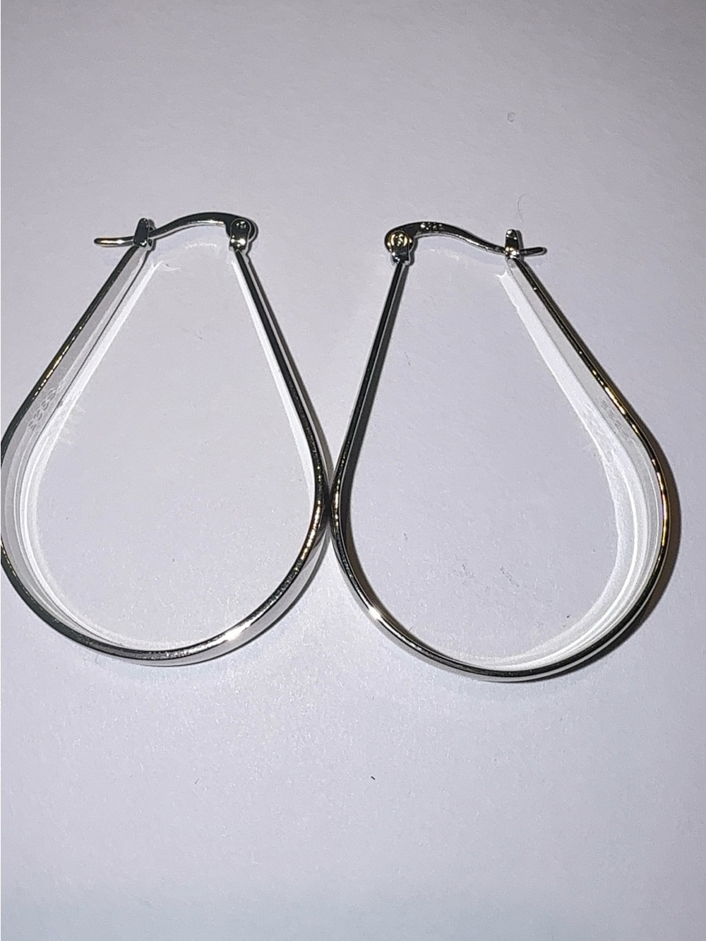 Sterling Silver 925 Teardrop Hoop Earrings Silver